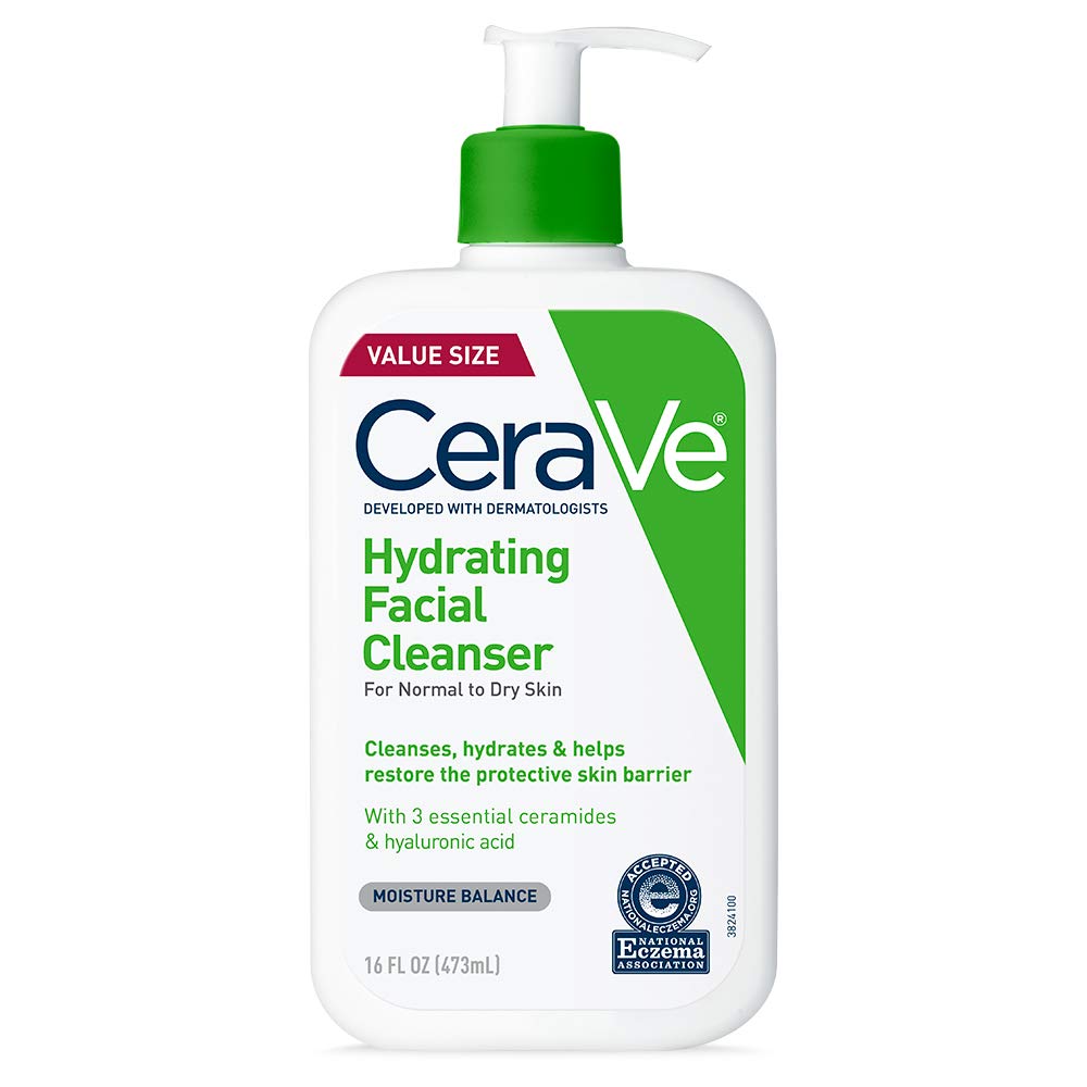 CeraVe Hydrating Facial Cleanser | Moisturizing Face Wash For Dry Skin | Hyaluronic Acid + Ceramides + Glycerin | Hydrating Cleanser For Normal To Dry Skin...