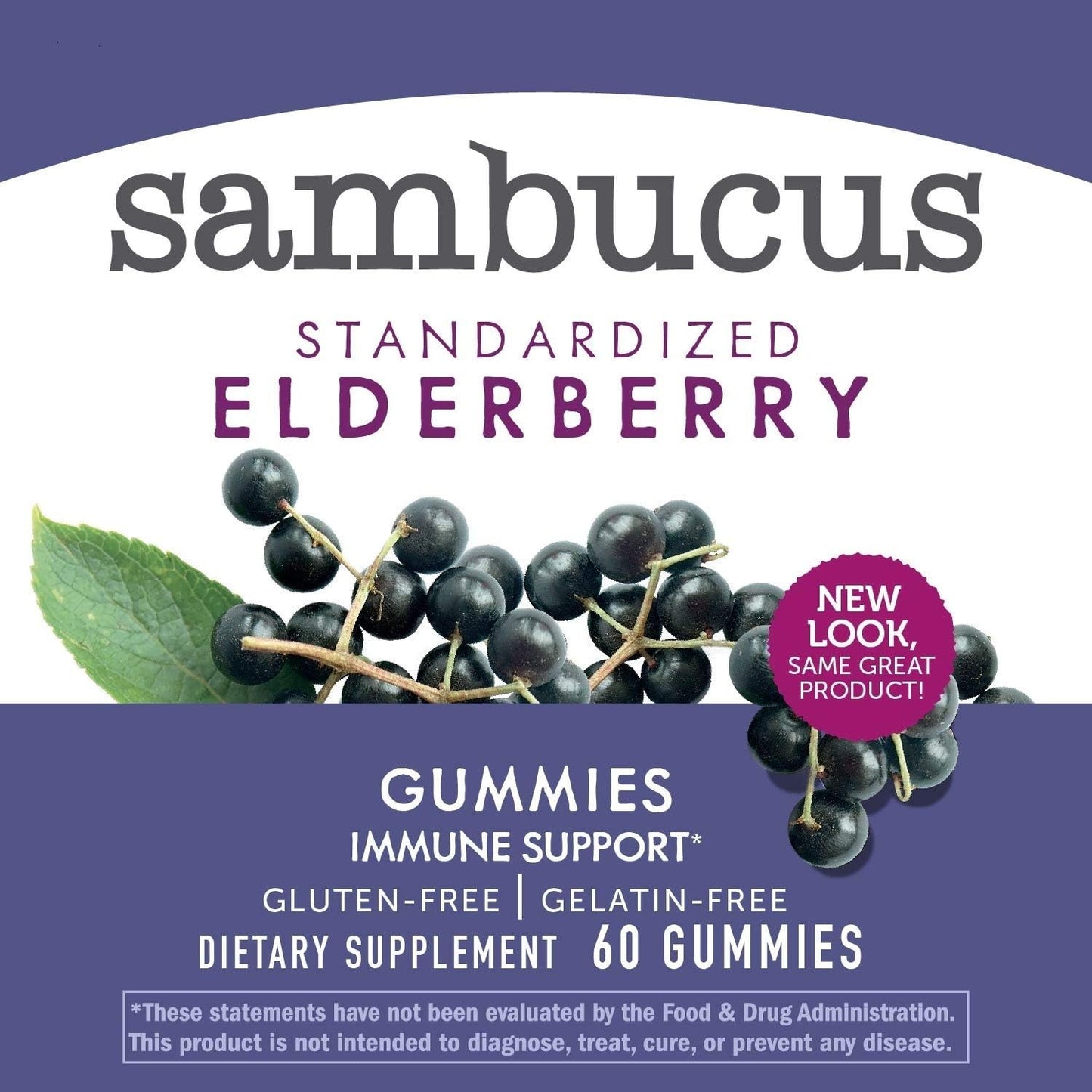 Nature’s Way Sambucus Elderberry Immune Gummies, Daily Immune Support for Kids and Adults*, with Vitamin C, Vitamin D3, Zinc, Gluten Free, Vegetarian, 60 Gummies (Packaging May Vary)