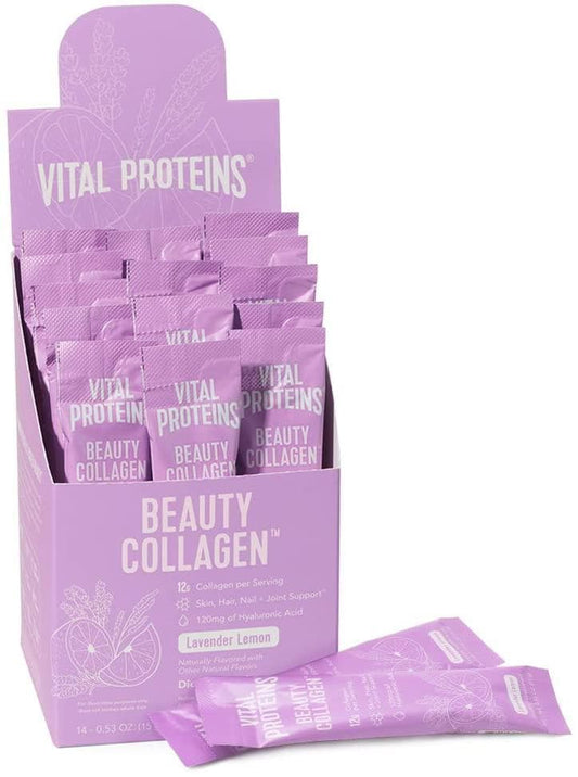 Vital Proteins Beauty Collagen Peptides Powder Supplement for Women, 120mg of Hyaluronic Acid - 15g of Collagen Per Serving - Enhance Skin Elasticity and Hydration - Strawberry Lemon - 9.6oz Canister - Beauty Store